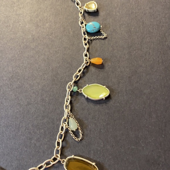 Lia Sophia Multicolored Chain Style Necklace w Beads Silver Tone Charms Vintage - Picture 6 of 7